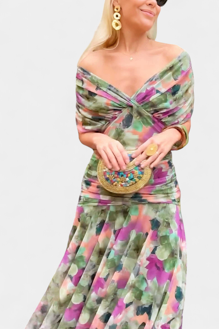 Florandrea | Long floral dress with a V-neck