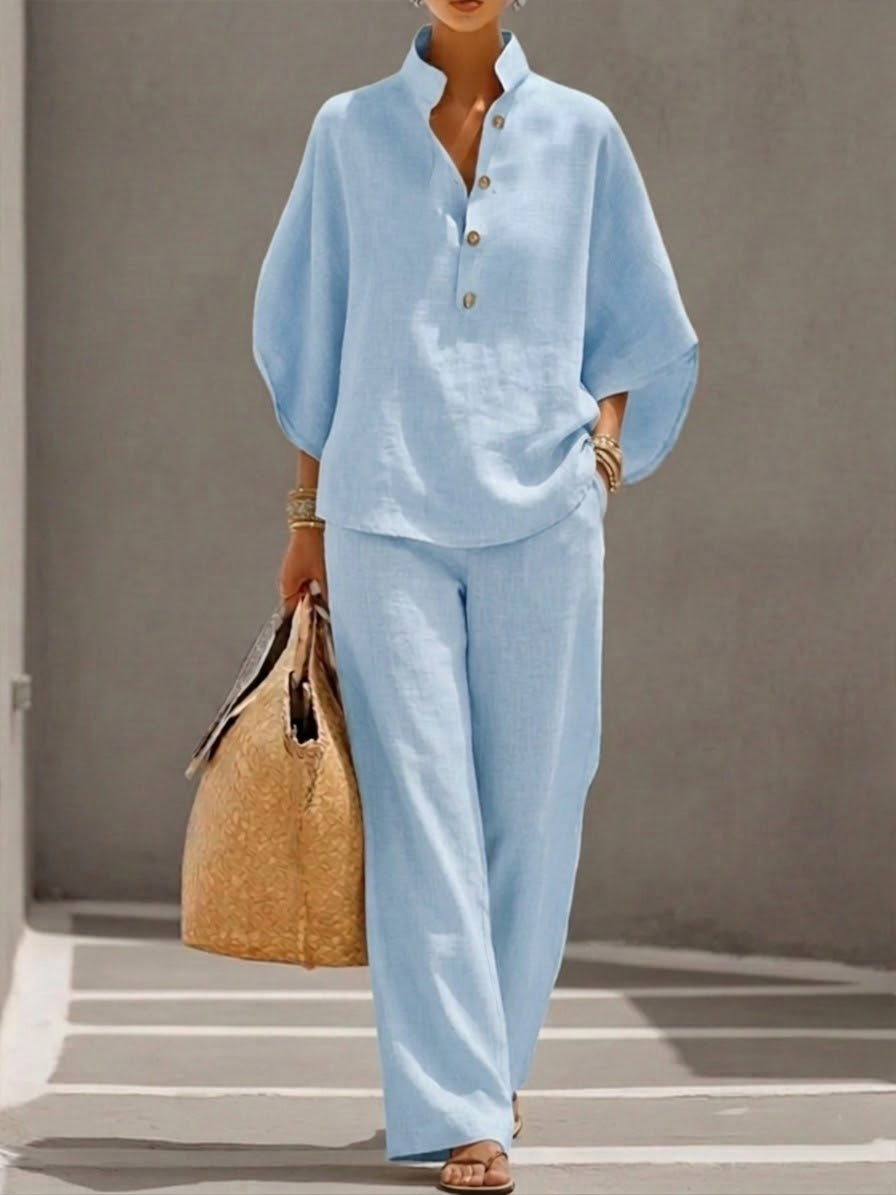 Muriel | Suit with bell sleeves and wide-leg pants
