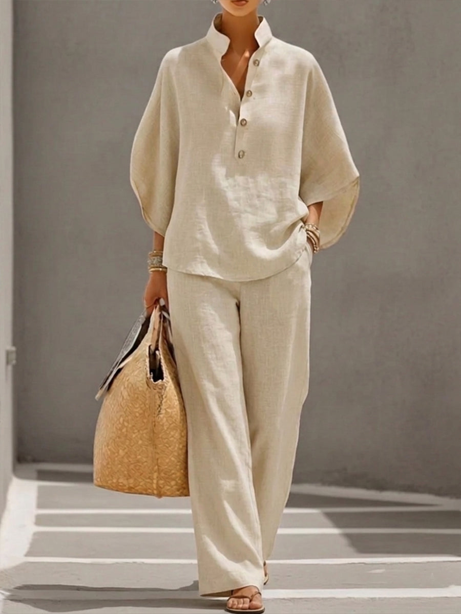 Muriel | Suit with bell sleeves and wide-leg pants