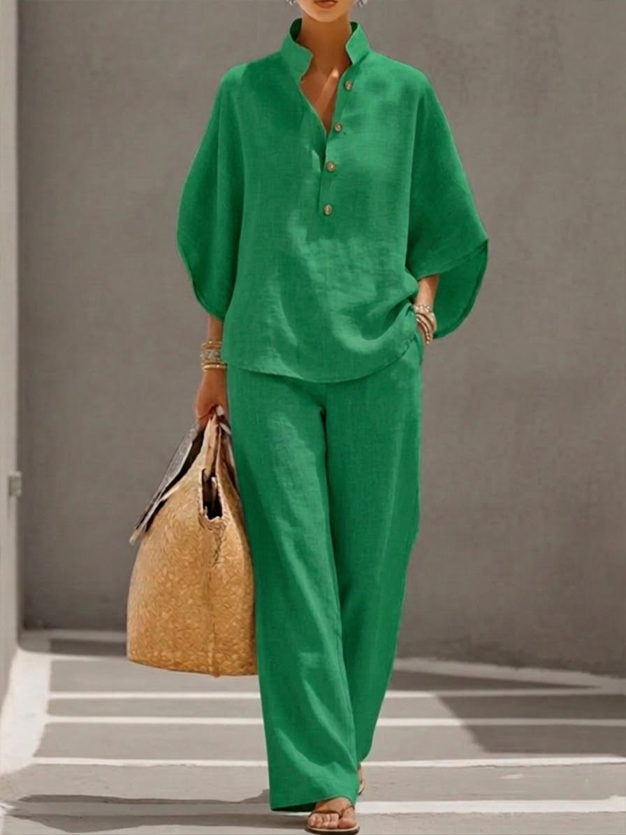 Muriel | Suit with bell sleeves and wide-leg pants