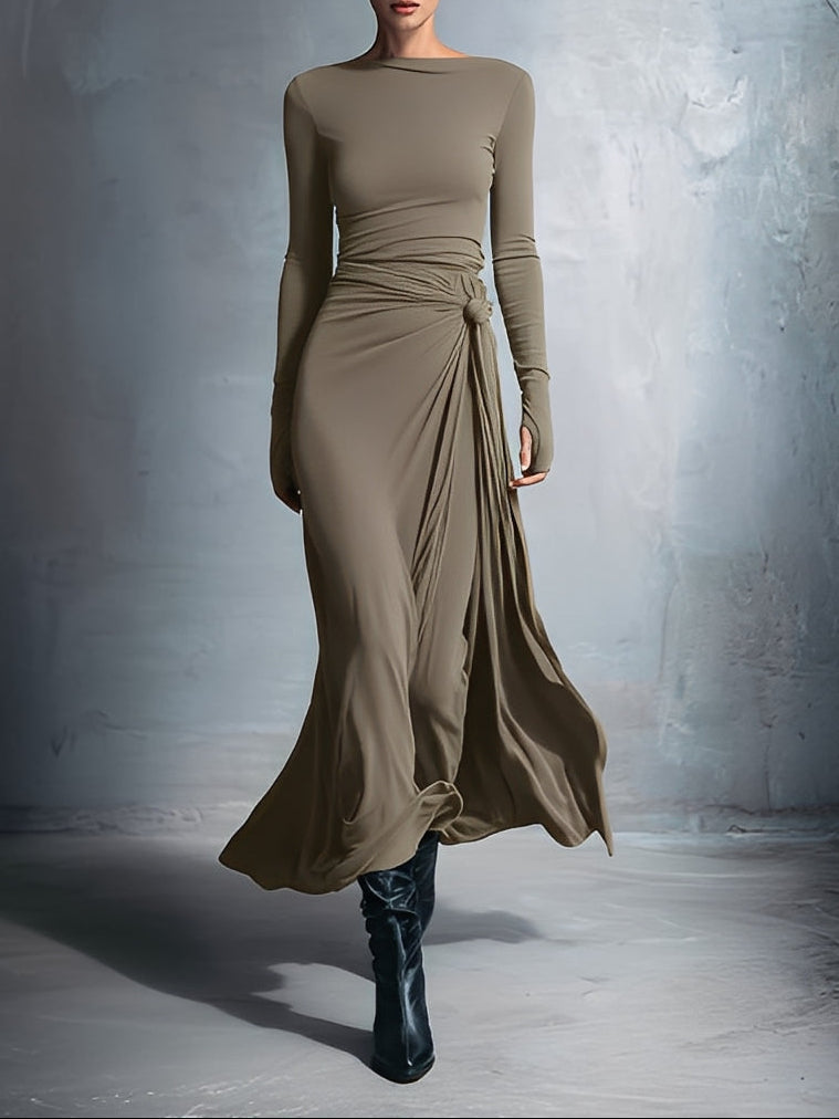 Alba - Long dress with side tie