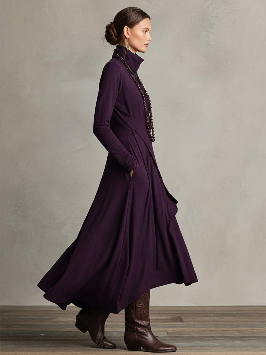 Women's Asymmetric Jacket Maxi Dress in Purple