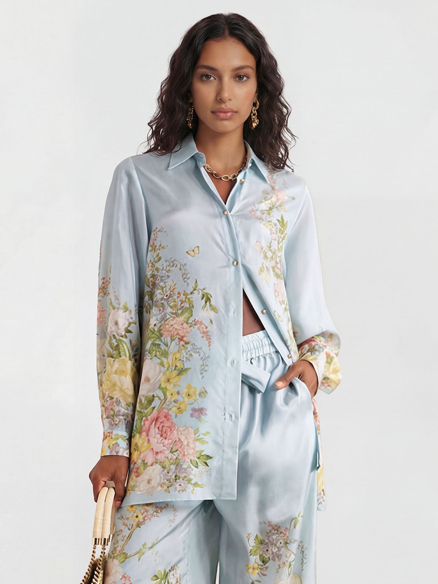 Oversized floral pastel shirt
