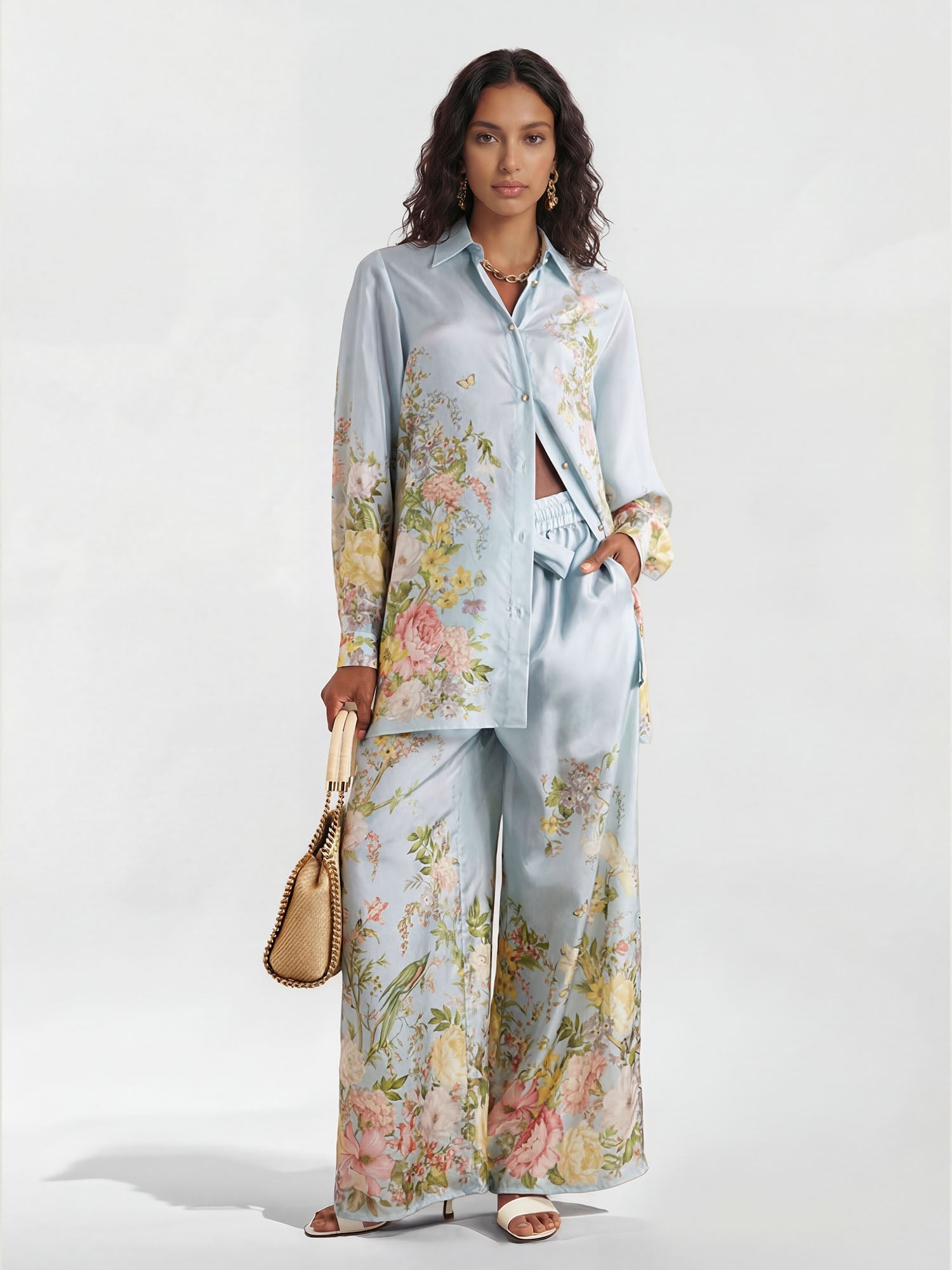 Oversized floral pastel shirt